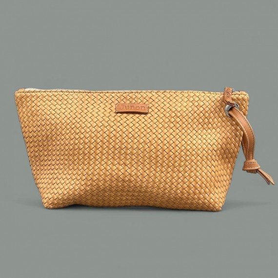 POCHETTE CALIFORNIA EN CUIR TRESSE SAND