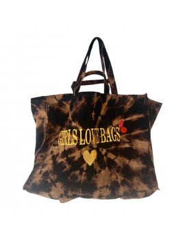 SHOPPERBAG XXL TIE&DYE BLACK, GIRLS LOVE BAGS ORANGE