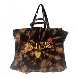 SHOPPERBAG XXL TIE&DYE BLACK, GIRLS LOVE BAGS ORANGE